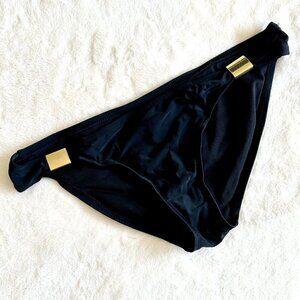 Black Xhilaration Black Bikini Bottom with Gold Hardware - Size Large
